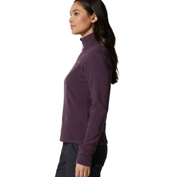 Mountain Hardwear Fleece Quarter-zip Women's Small Burgundy Microchill Pullover - Picture 2 of 8